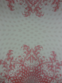 789416 rood wit retro bloemen behang
