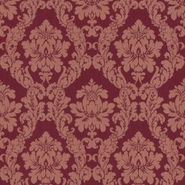 Rood behang textielprint veloers effect 085845