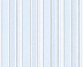 blauwe streppen behang 35849-3