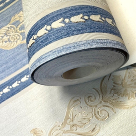 Liberty Stripe Vliesbehang Blauw/Crème – Klassiek Engels Strepen Behang – Luxe Landelijk