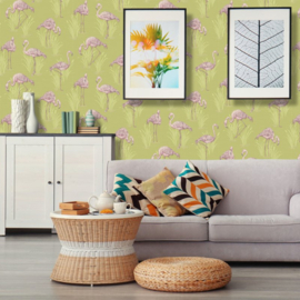 Lagune behang flamingo Arthouse 252602