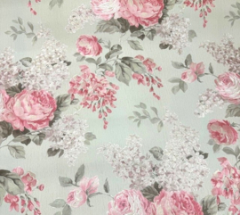 Bloemen behang roze 34148-3 rozen bladeren glitter