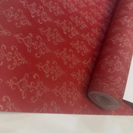Rood goud barok behang met goude glitter