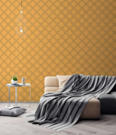 Oranje retro behang 3d pop style 37477-5