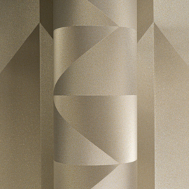 COSMOLiving - Glinsterend geometrisch behang in natuurlijke kleuren – Zilver, Metallic, Bruin