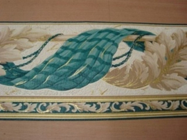 Behangrand drapperie groen goud creme 