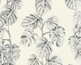 tropical floral behangpapier grijs 37281-2