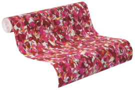 Vliesbehang Rood met Roze Bladeren - De Tuinen 476002