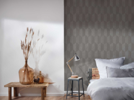 Taupe retro behang 3d  38592-3