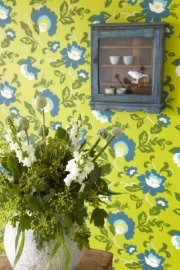 Bloemen Behang Groen, Blauw 321803