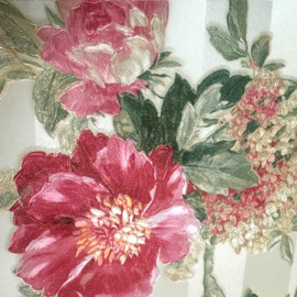 glitter behang bloemen boeketten rozen strepen
