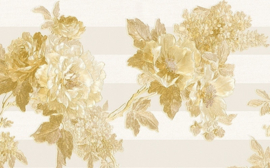 breed behangrand bloemen goud creme xxl