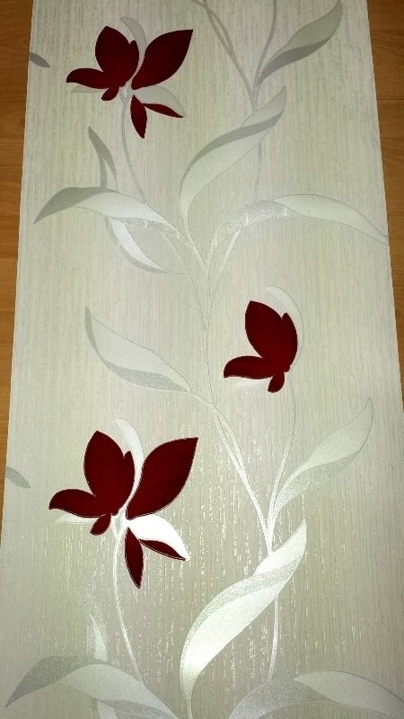 vieren Intiem Pellen moderne bloemen behang bordeaux rood wit glim | Glitter behangpapier |  onlinebehangpapier