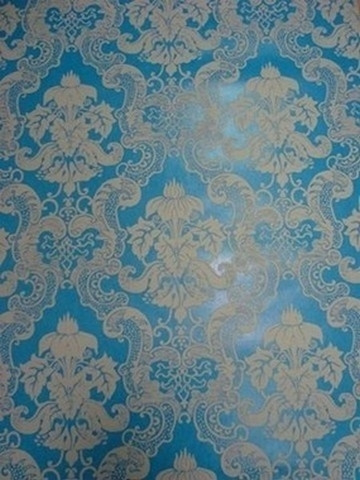 behang vinyl blauw wit | Barok Behangpapier |