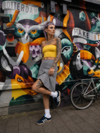 Falda vintage de pata de gallo – Midi en blanco y negro | Estilo años 90 - SIZE: 38