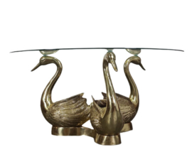 VINTAGE BRASS SWAN COFFEE TABLE,  FRANCE, 1970S