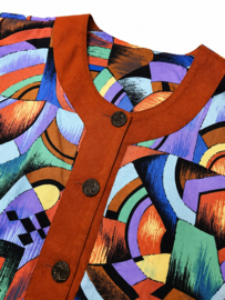 Blusa vintage con estampado geométrico abstracto – Estilo años 80 - SIZE: M