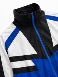 Vintage 90s Windbreaker Blauw/Zwart/Wit - Size: XL