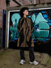 Vintage Patchwork Jas in Aardetinten - Size: M