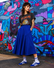 Vintage A-Lijn Midi Rok – Kobaltblauwe Statement Rok met Jaren 80 Flair - Size:36