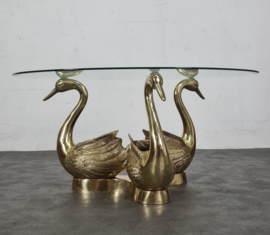 VINTAGE BRASS SWAN COFFEE TABLE,  FRANCE, 1970S