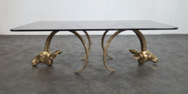 VINTAGE RAM BRASS COFFEE TABLE, ALAIN CHERVET, FRANCE, 1970S