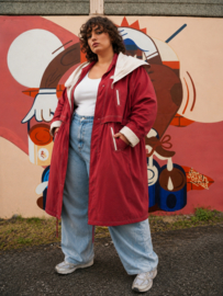 Vintage Rode Parka met Cape-detail - Size: XL/ XXL