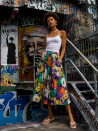 Vintage Midi Rok met Fruit- en Bloemenprint - Size 36