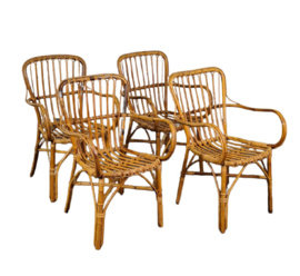 VINTAGE ROTAN STOELEN, SET 4 STUKS