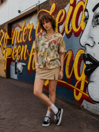 Vintage Blouse met Botanische Print en Vogelmotief - Size: M