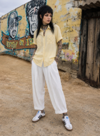 Blusa vintage amarillo pastel con detalles bordados - SIZE: M