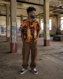 90s Vintage Overhemd met Abstract Tekstprint - Size M