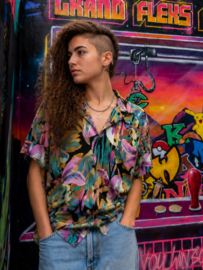 Tropische Blouse met Kleurrijke Bloemenprint - Size:S