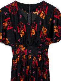 Vestido vintage de los años 70 con estampado floral geométrico - SIZE: XS