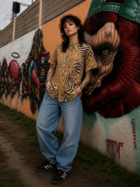Vintage Blouse met Animal Mix Print - Size 36