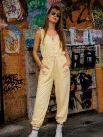 Vintage Crème Jumpsuit met Trekkoord - Size S