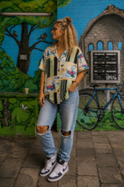 90s Patchwork Blouse met Bloemenprint - Size: 40