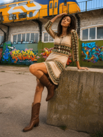 70s Bohemian Jurk – Folk & Hippie Vintage Stijl - Size: 34/36