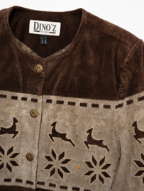 Chaqueta Vintage de Ante con Inspiración Escandinava – Encanto Nórdico y Estilo Bohemio - SIZE 38