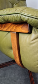 VINTAGE LEREN FAUTEUIL &  OTTOMAN , G-MÖBEL