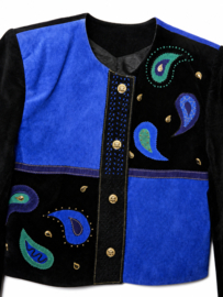 Chaqueta vintage de ante con aplicaciones de cachemira - SIZE: 36