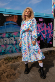 Vintage Jurk met Doorschijnende Pofmouwen - Size 38