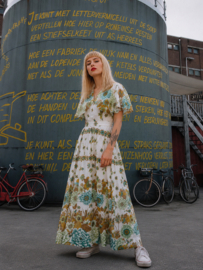 Vintage 70's Bloemenjurk met Cape Mouwen - Size 36