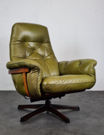 VINTAGE LEREN FAUTEUIL &  OTTOMAN , G-MÖBEL