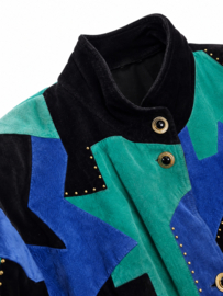 Vintage Suède Patchwork Jas – Statement Piece uit de Jaren 80/90 - Size: L