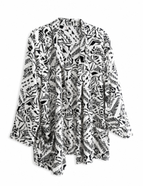 Vintage blousevest met grafische zwart-wit print - Size 40