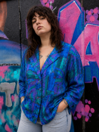 Vintage Blouse met Abstracte Print – Jaren 80 Statement Fashion - Size: XL
