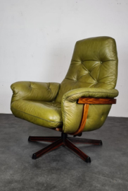 VINTAGE LEREN FAUTEUIL &  OTTOMAN , G-MÖBEL