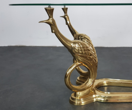 VINTAGE BRASS PEACOCK COFFEETABLE, ITALY, 1960S