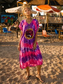 Paarse & Roze Tie-Dye Tuniek met Artistieke Print - Size M/L